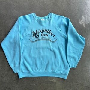 Vintage 80s Fruit Of The Loom Alexander's Inn Liquor Size 2XL Blue Crewneck